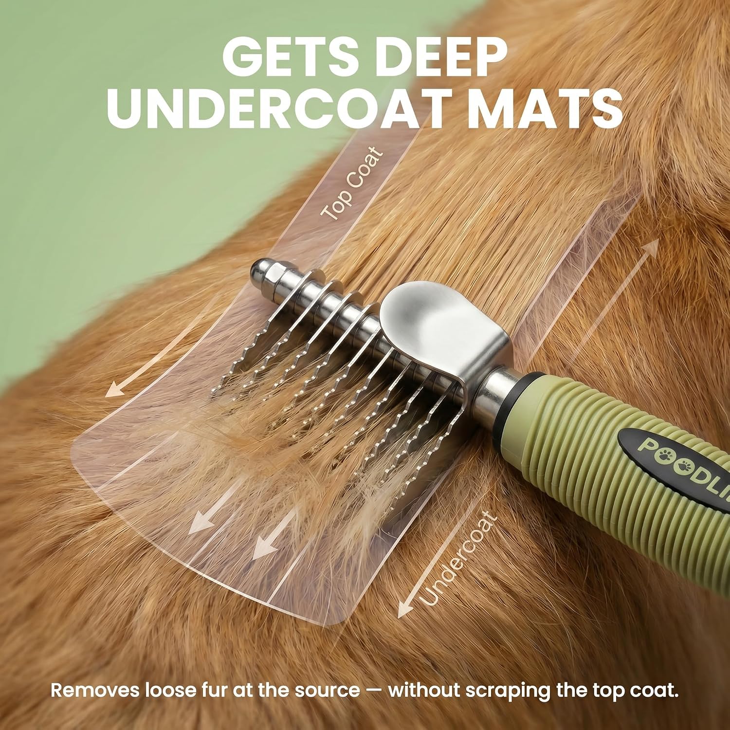 Detalle de Poodle Pet Dematting Rake with 2.5-inch Blades
