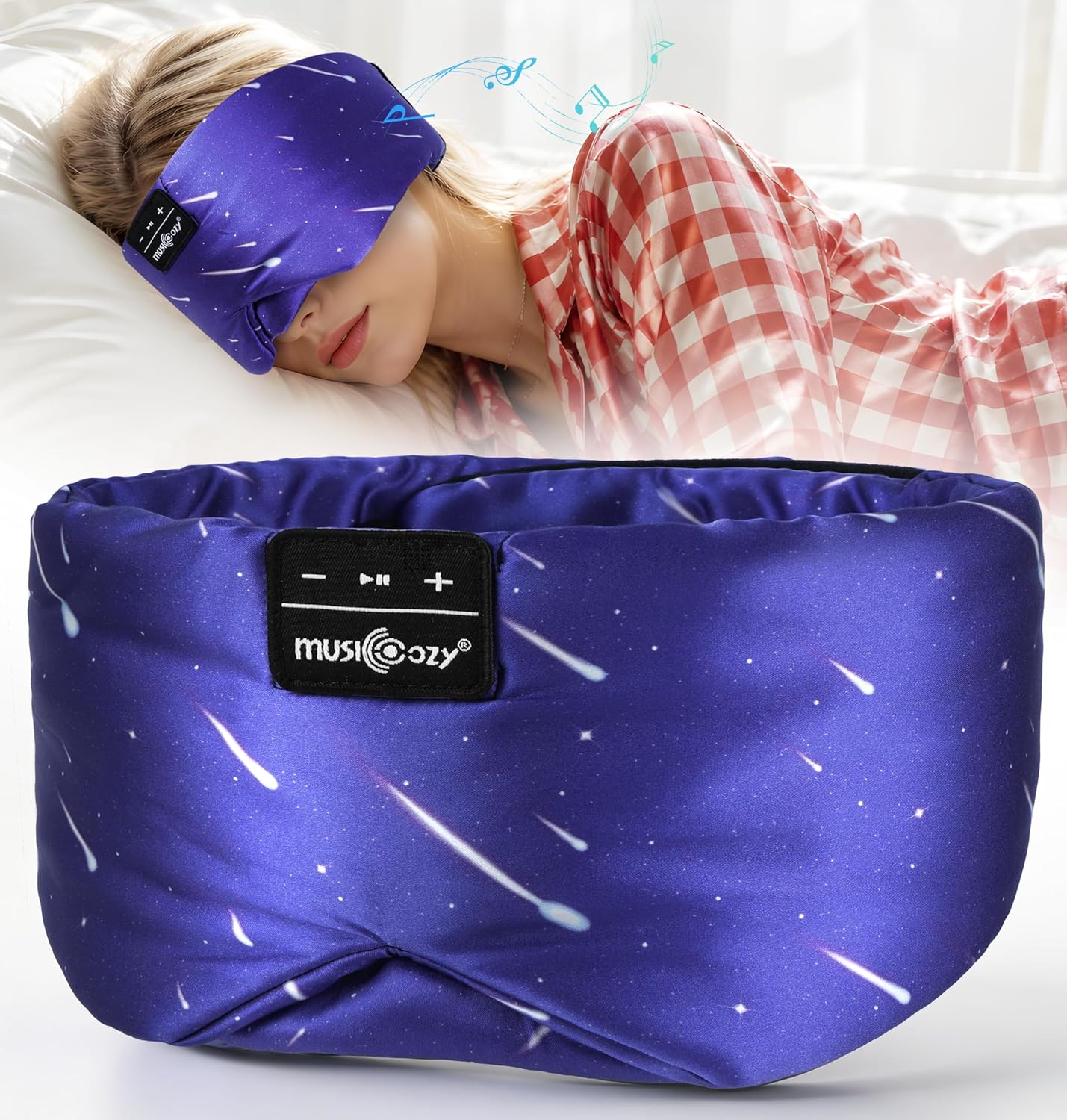 Detalle de Musicozy Sleep Mask Headphones with Silk Eye Mask and Bluetooth Audio