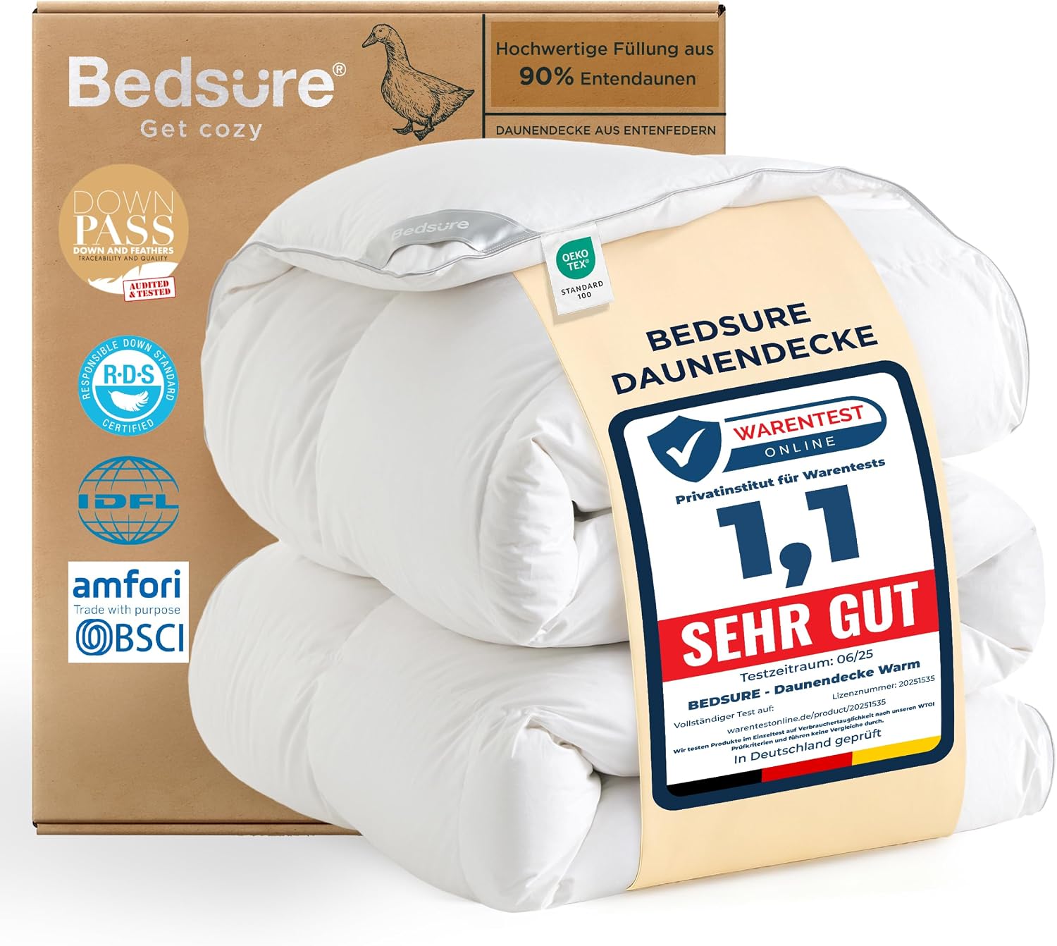 Detalle de BEDSURE Daunendecke 135x200 Daunen Bettdecke 880 g