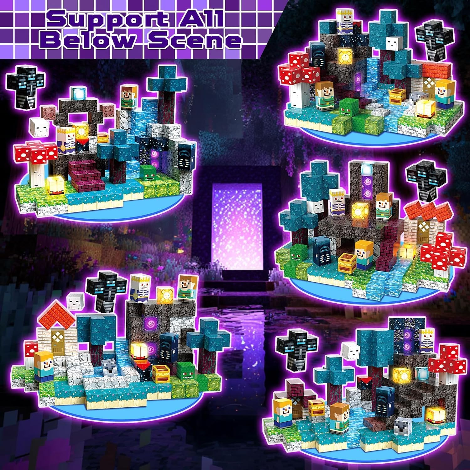 Detalle de Annexfun 200PCS Magnetic Blocks with Light-Up Magnetic Cubes (STEM Building Set for Ages 3+)