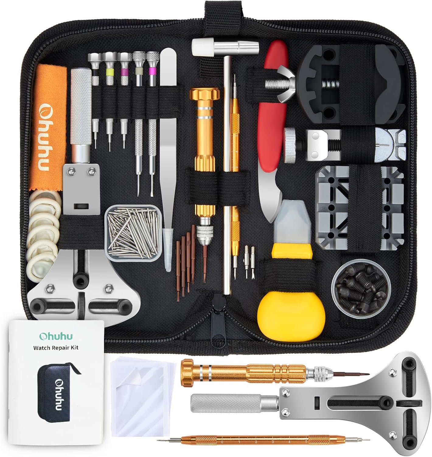 Detalle de Ohuhu 192-Piece Watch Repair Kit with Heavy-Duty Steel Tools and PU Case