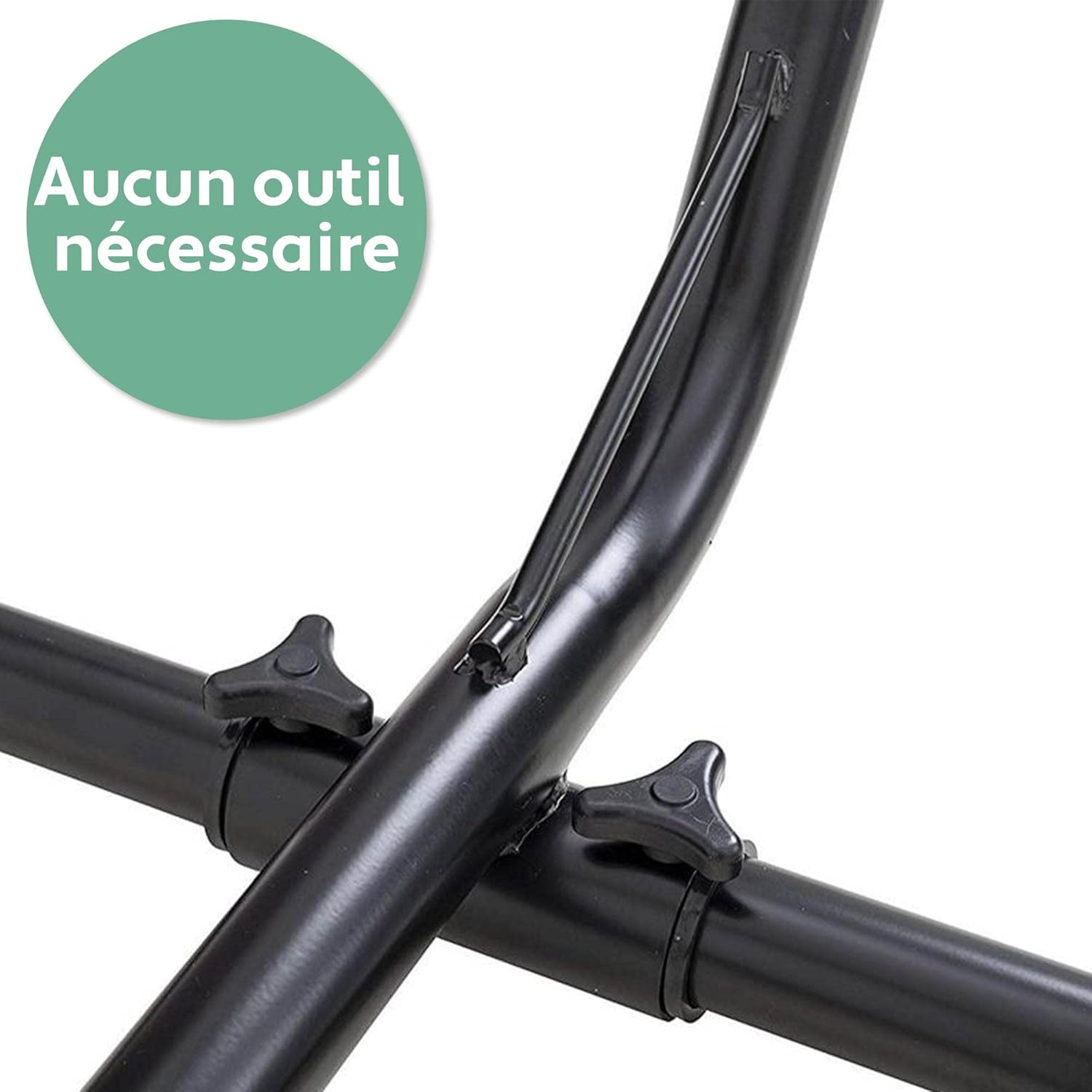 Detalle 2 de Vita5 Support de Hamac sur Pied avec Table d’Appoint – Cadre en Acier Revêtu et Charge 205 kg