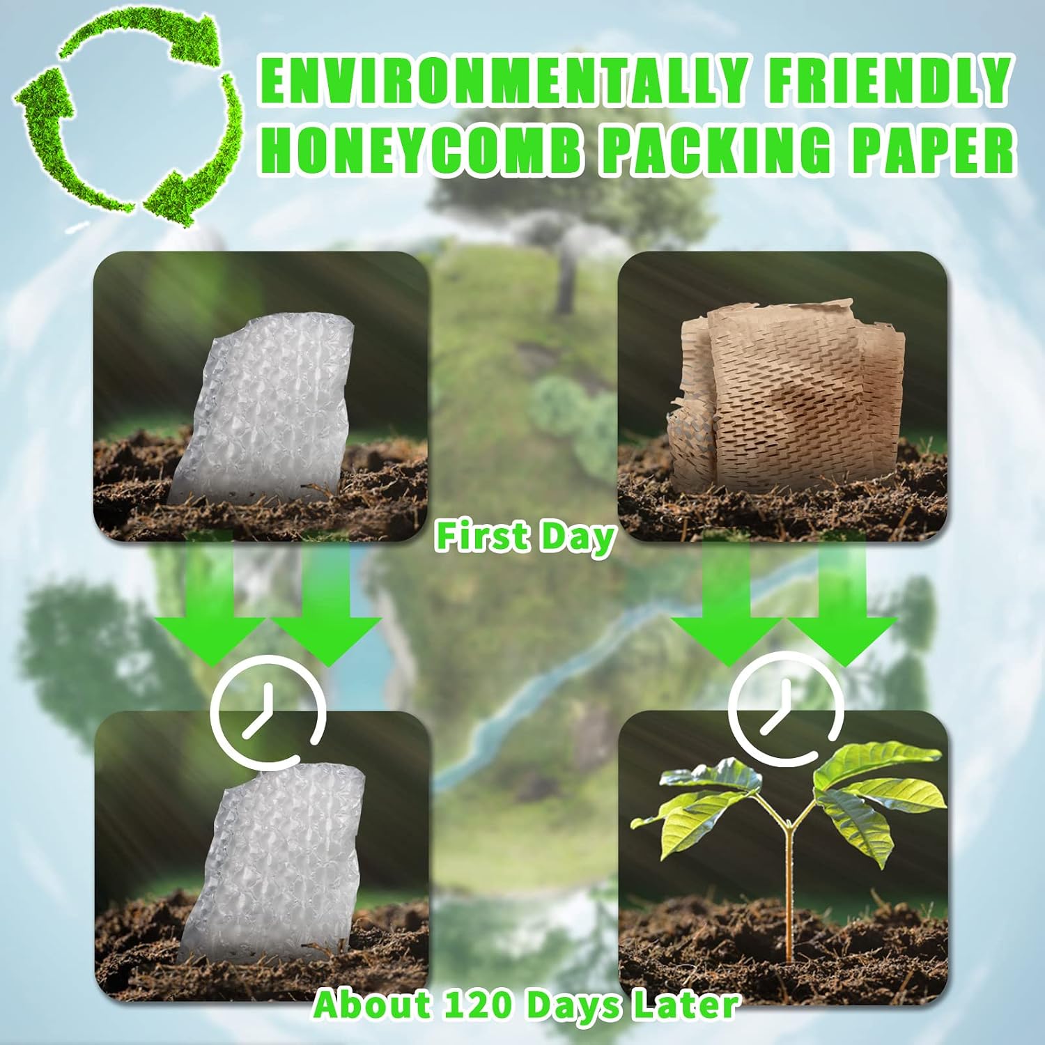 Thumbnail 3 de MINHAO Brown-S1 Honeycomb Packing Paper Roll, 15" x 165', 36 Fragile Labels