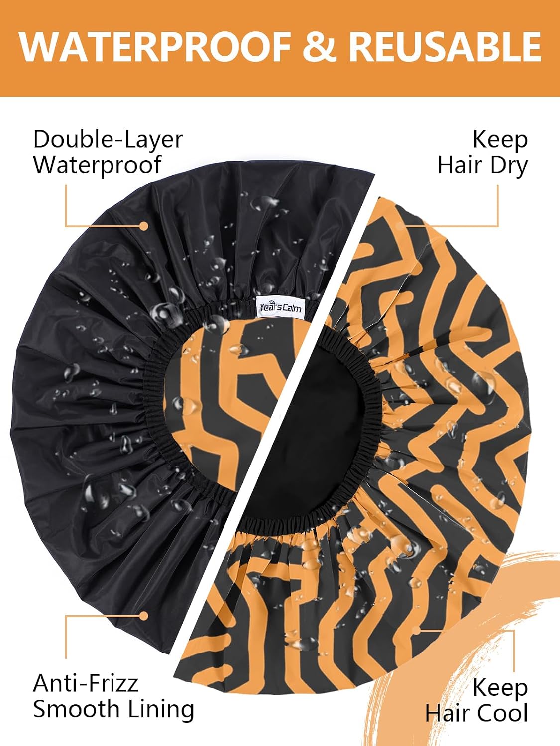 Detalle 2 de Years calm YC-GS-NY Men’s Reusable Shower Cap, Waterproof Dual-Layer