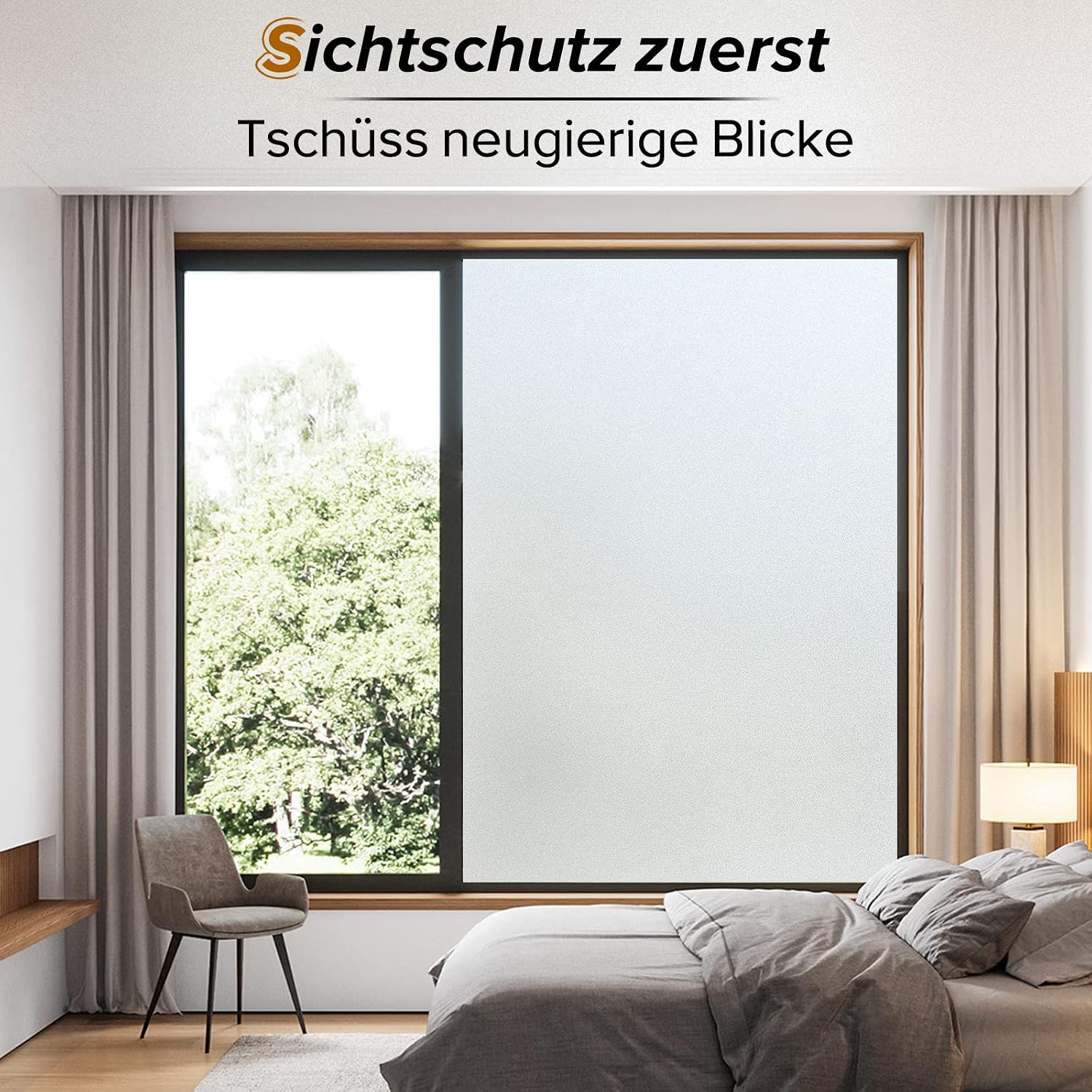 Detalle 2 de Rabbitgoo Fensterfolie Blickdicht 60x300 cm Sichtschutz
