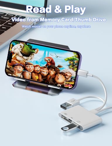 Detalle de Bawanfa Plus 4in1 OTG Adapter, Flash Drive & TF/SD Card Reader for iPhone