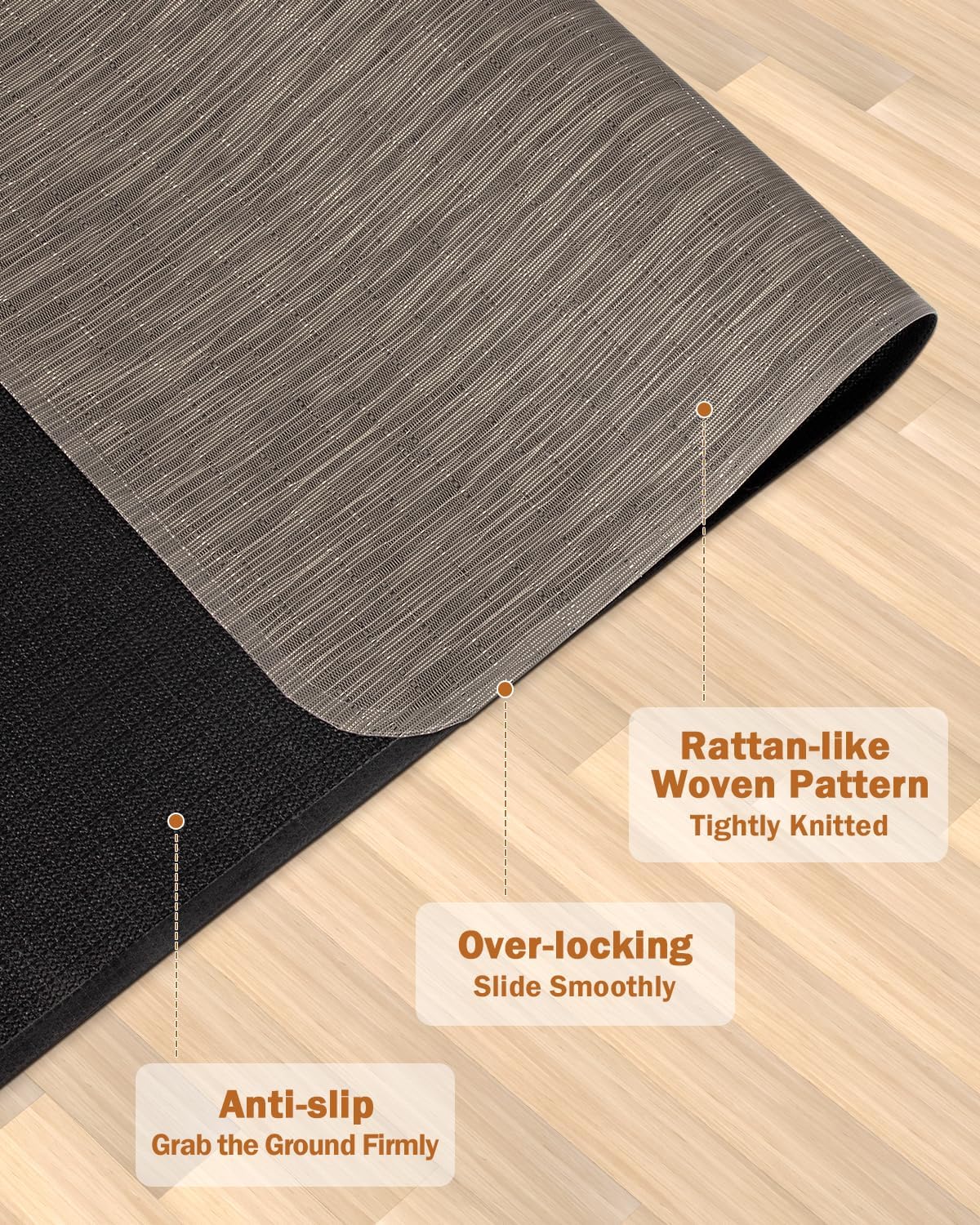 Detalle de Blvornl Office Chair Mat, 50" x 63" PVC Hard Floor Protector, Dark Brown