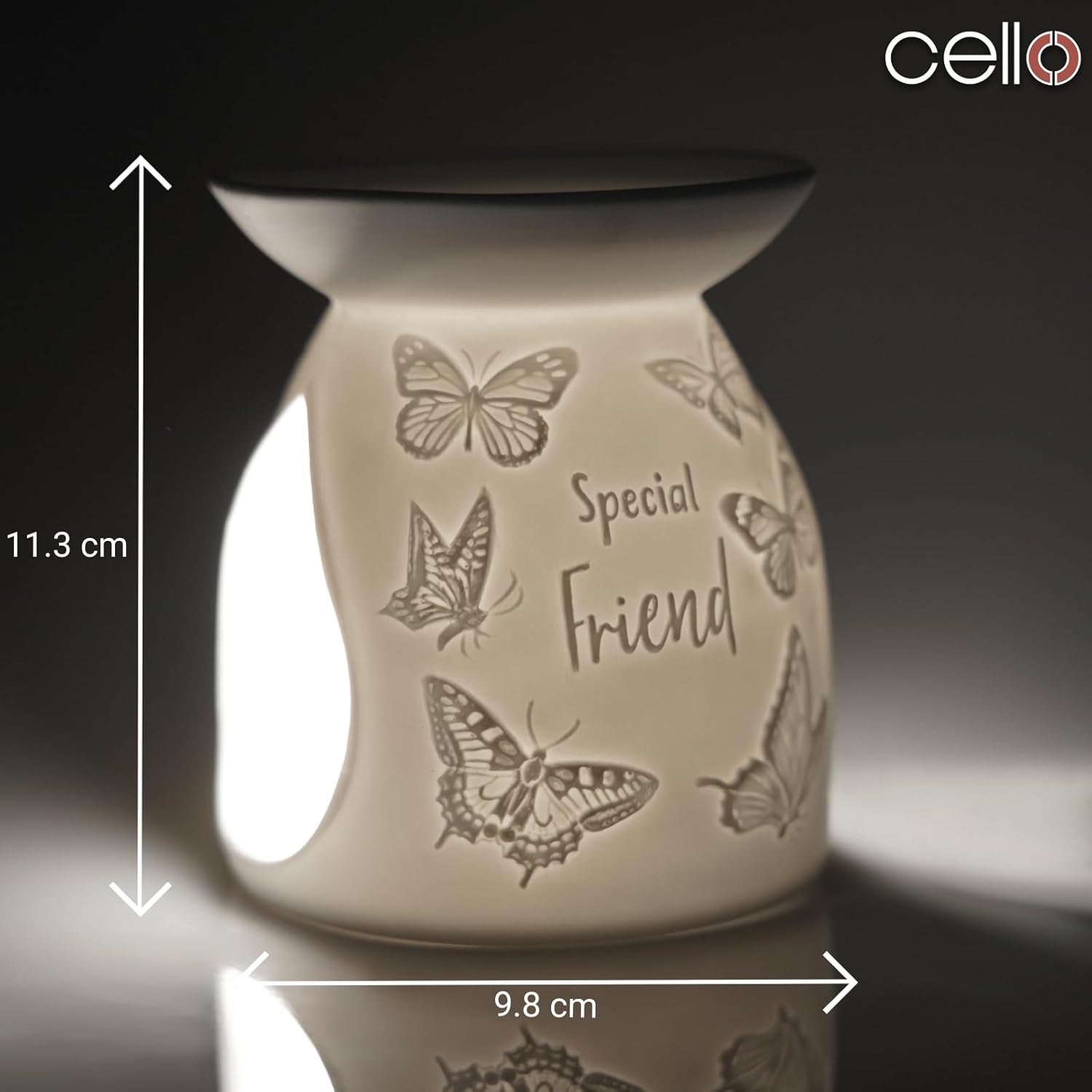 Thumbnail 1 de Cello Special Friend Tealight Wax Melt & Oil Burner with Butterfly Ornament