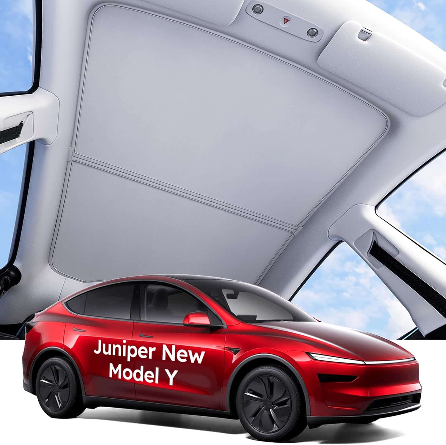 Thumbnail 6 de Wigoo Tesla Model 3 Roof Sunshade (Built to fit, thermal insulation) for 2020–2026 Highland, gray interior