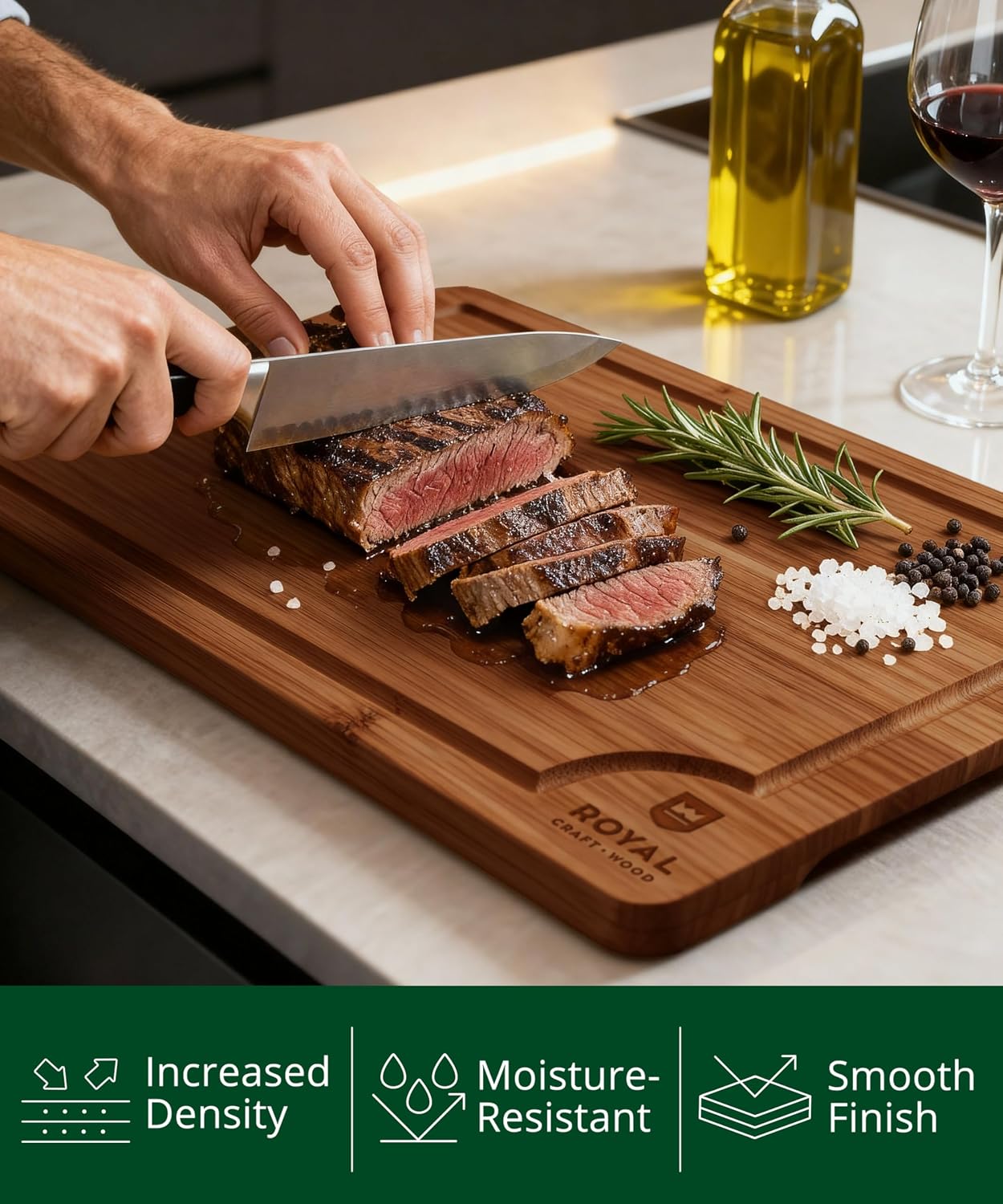 Thumbnail 5 de ROYAL CRAFT WOOD Bamboo Cutting Board Set 3 🍽