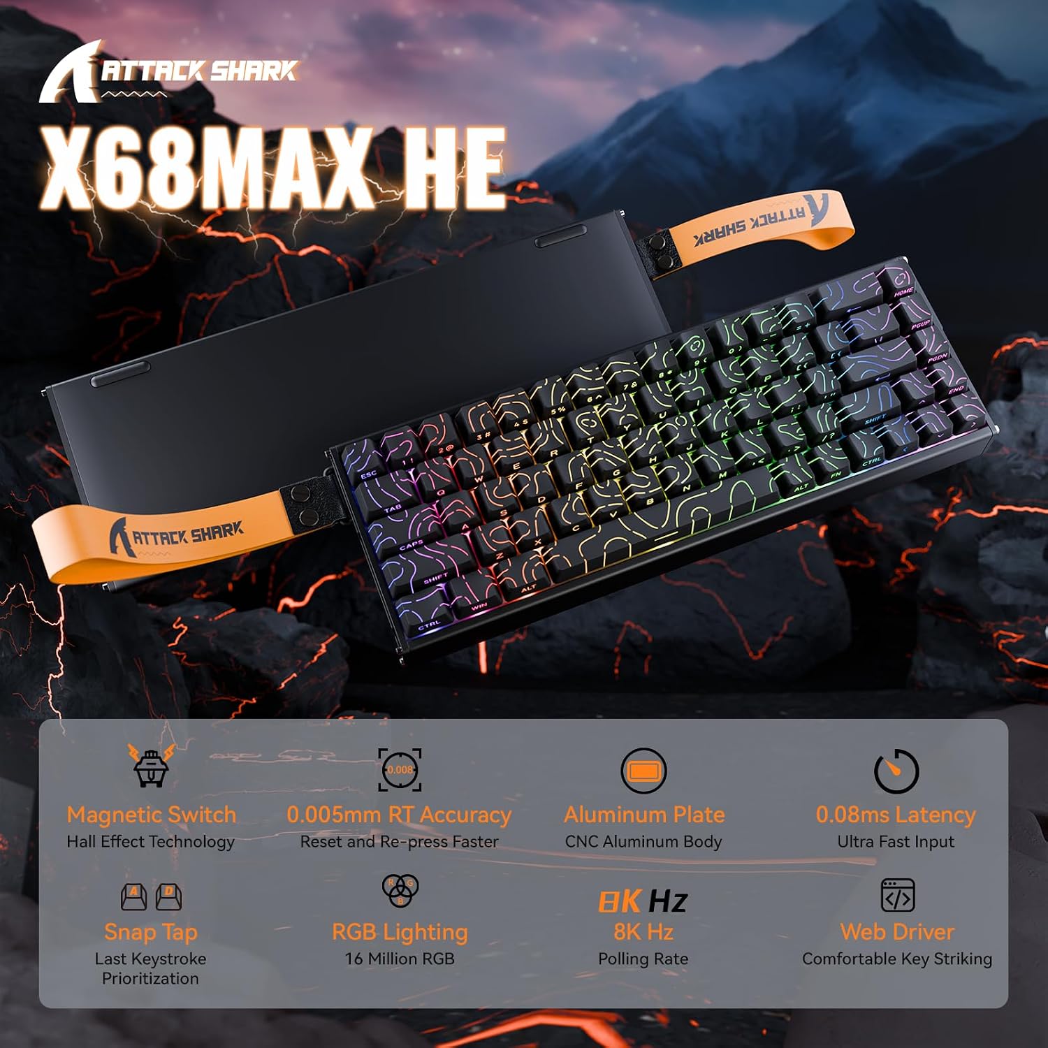 Detalle 2 de ATTACK SHARK X68 HE gaming keyboard