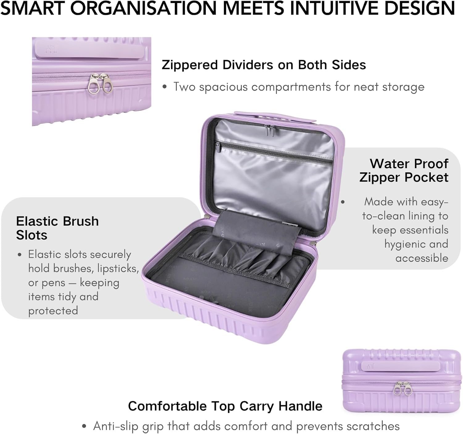 Thumbnail 3 de JLY Lightweight 3-Piece Luggage Set (Cabin, Medium & Large) in Mauve Lilac – 4 Pcs including Vanity Case