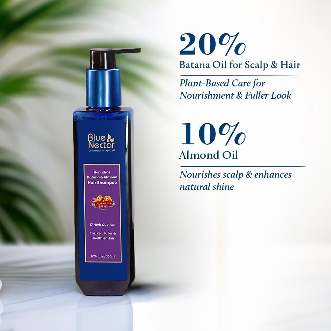 Thumbnail 2 de Blue Nectar Batana & Almond Hair Shampoo (Sulphate Free) for Thicker, Fuller Hair, 200ml