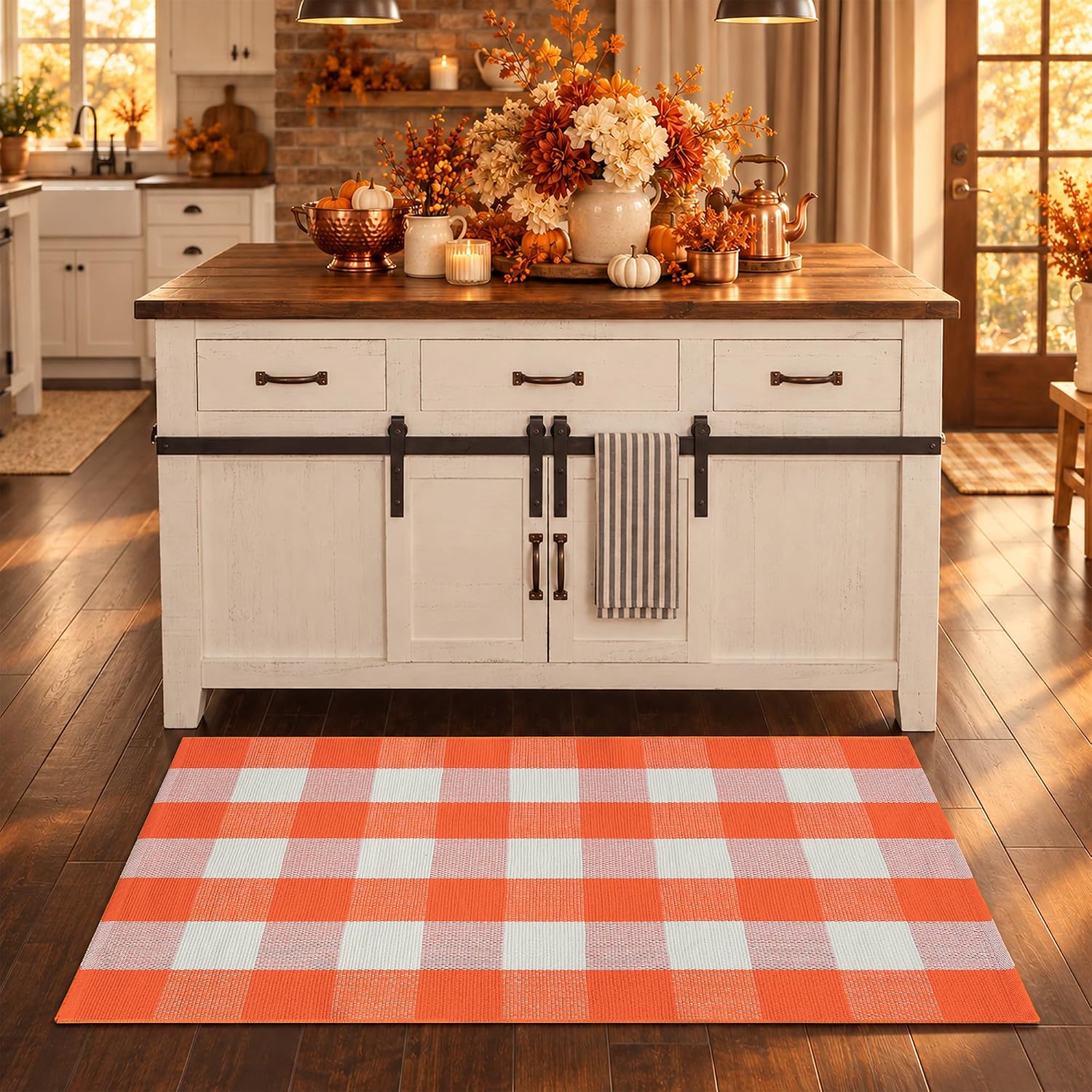 Detalle de Homydecor GZRUG Plaid Doormat, 28" x 43", Reversible and Machine Washable