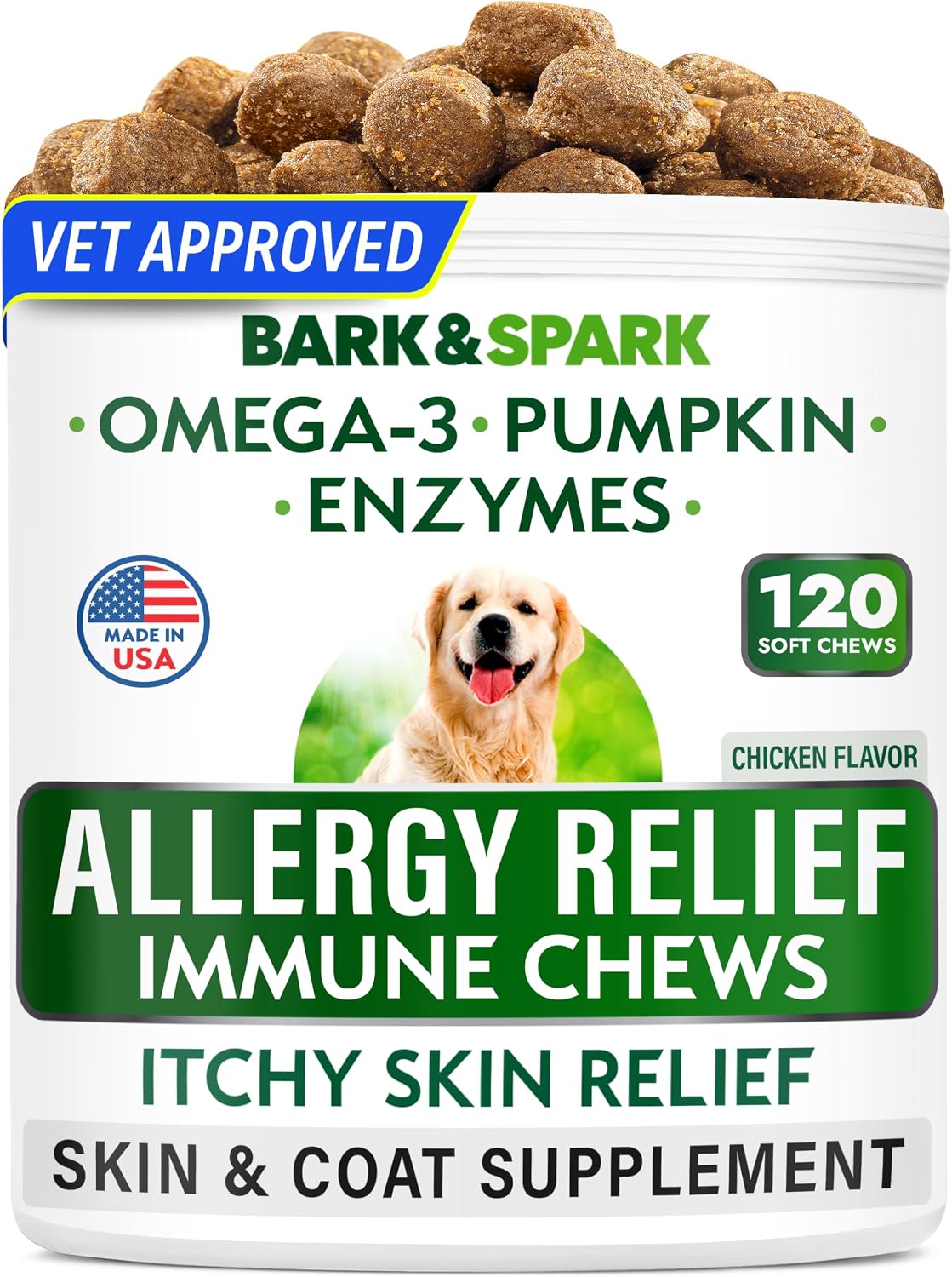 Detalle de BARK&SPARK Dog Allergy Relief Chews 120-count