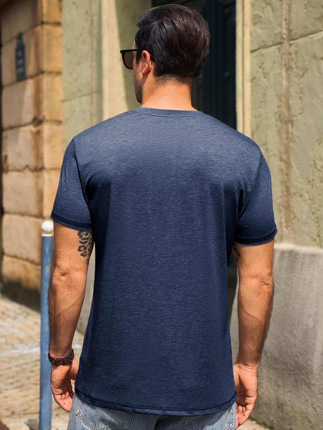 Thumbnail 5 de Runcati Herren Henley-T-Shirt Kurzarm mit Knopfleiste – Regular Fit, einfarbig