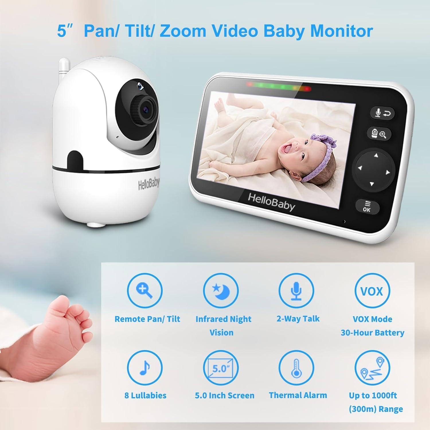 Detalle 2 de HelloBaby HB6550 Baby Monitor 5-inch
