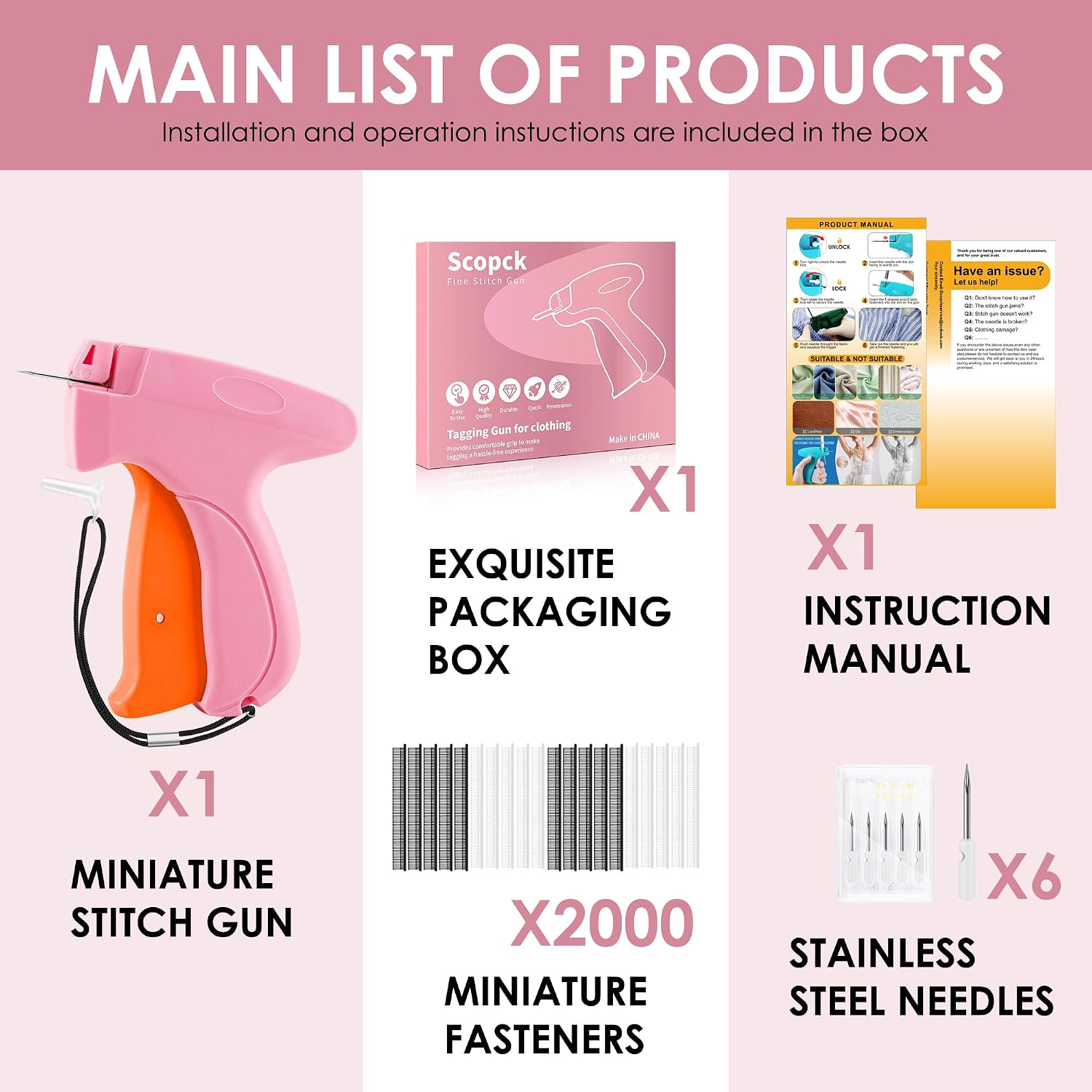 Detalle 2 de Stitch Gun for Clothes — Handheld Quick Clothing Fixer with 6 Needles and 2000 Fasteners