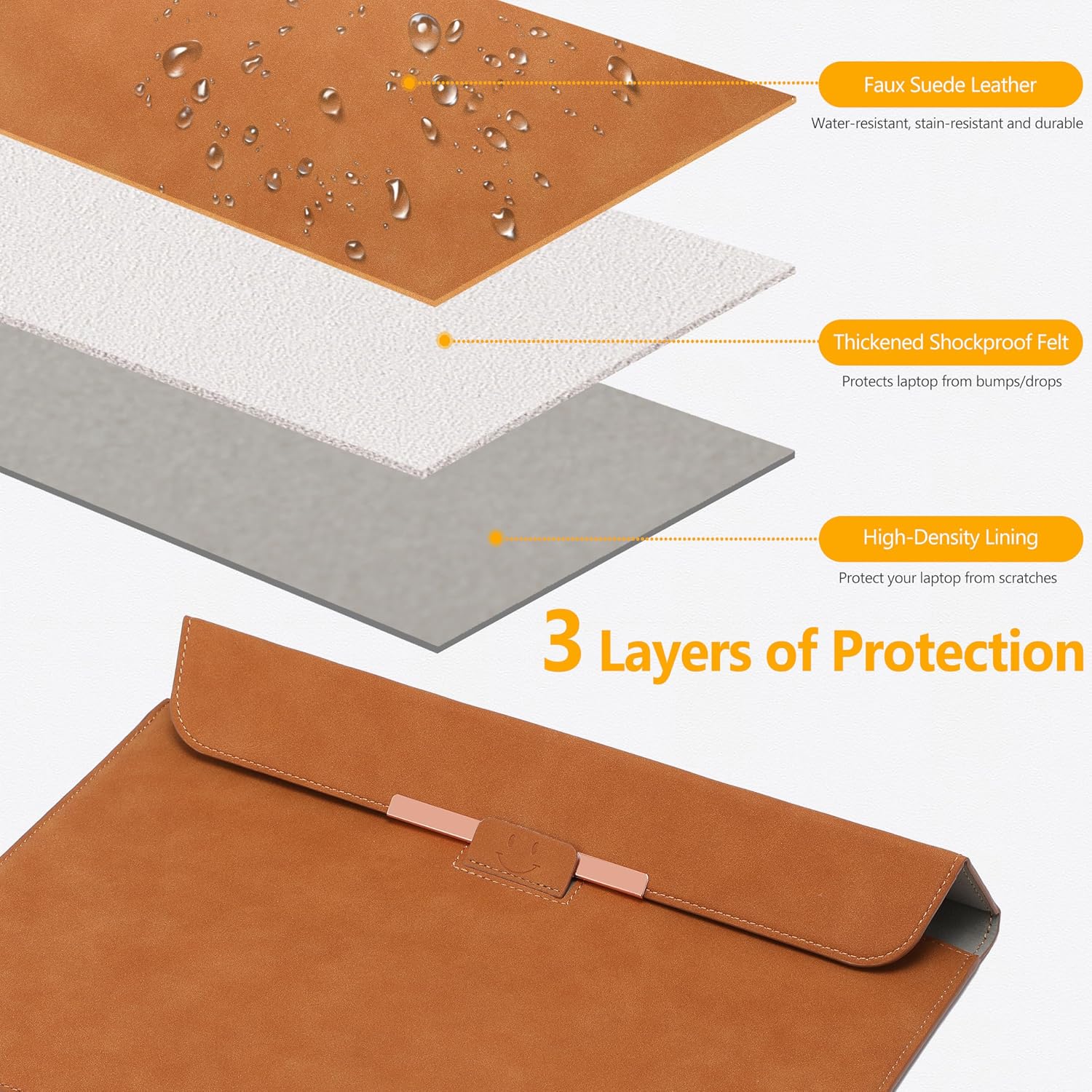Thumbnail 3 de HYZUO 15–16 Zoll Laptophülle mit Standfunktion und Magnetverschluss (Smiley-Design)