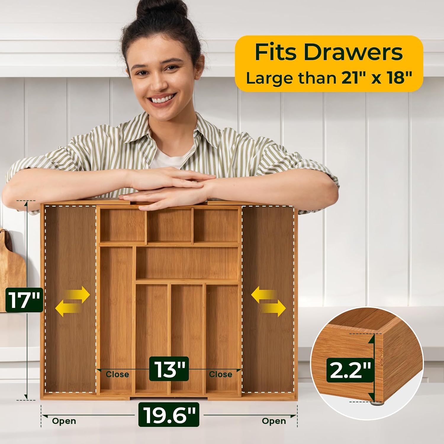 Thumbnail 4 de Keechee Bamboo Drawer Organizer, 10 Slots