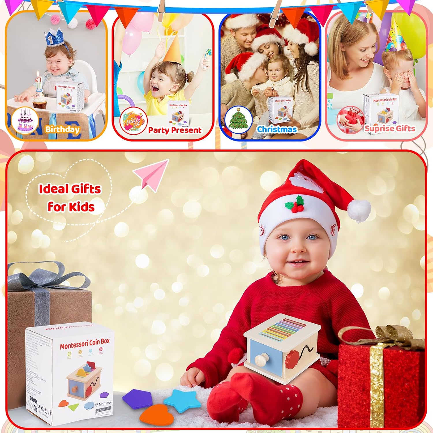 Thumbnail 6 de FCSONU Montessori Coin Box Toys for Toddlers
