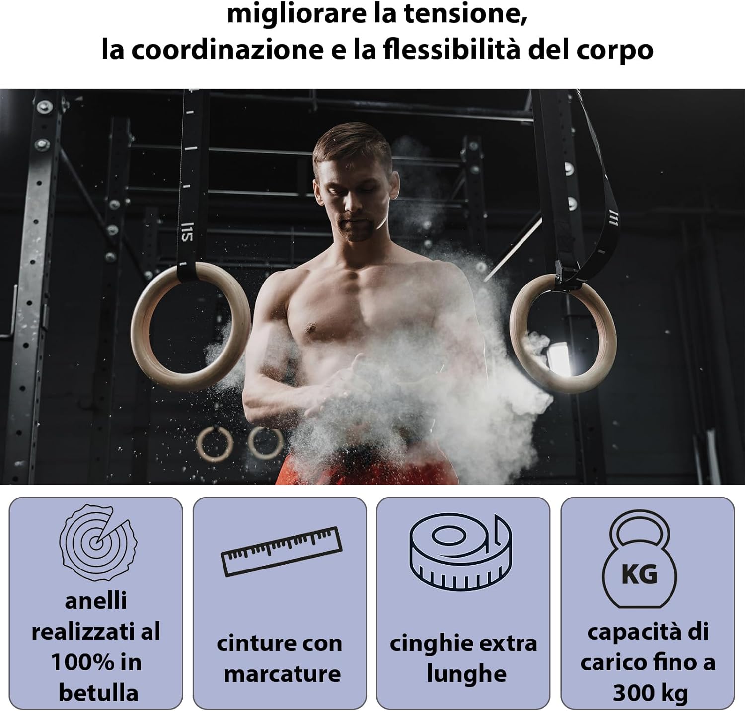 Thumbnail 3 de ALPIDEX Anelli Ginnastica in Legno 28 mm