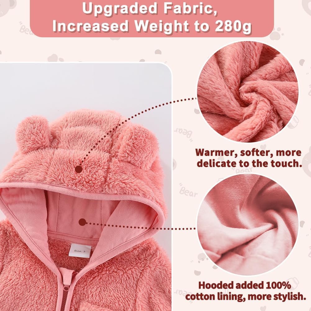 Thumbnail 2 de Fairy Baby bear hooded fleece snowsuit with foldable mittens and footmuffs