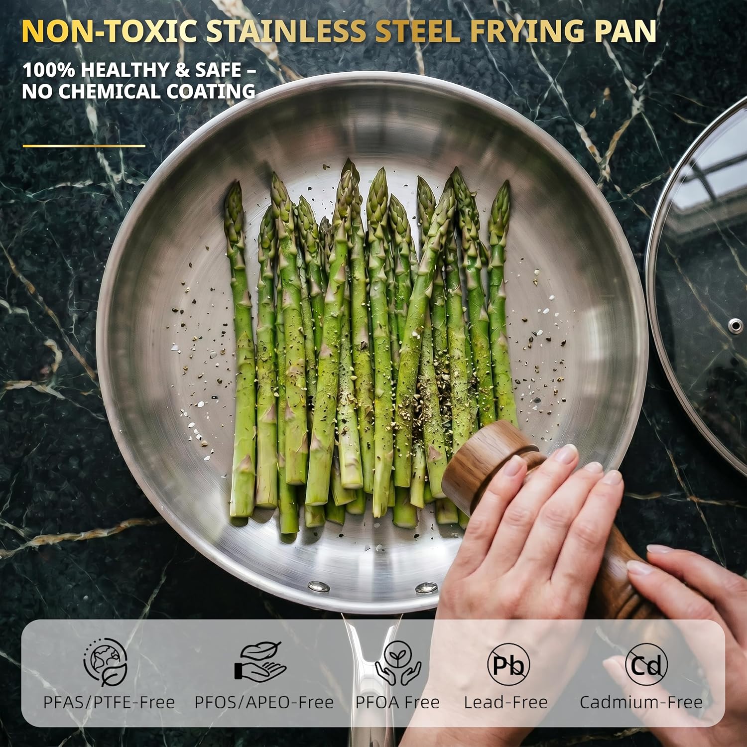 Detalle 2 de Ciwete 11-Piece Tri-Ply Stainless Steel Cookware Set with Steamer Insert