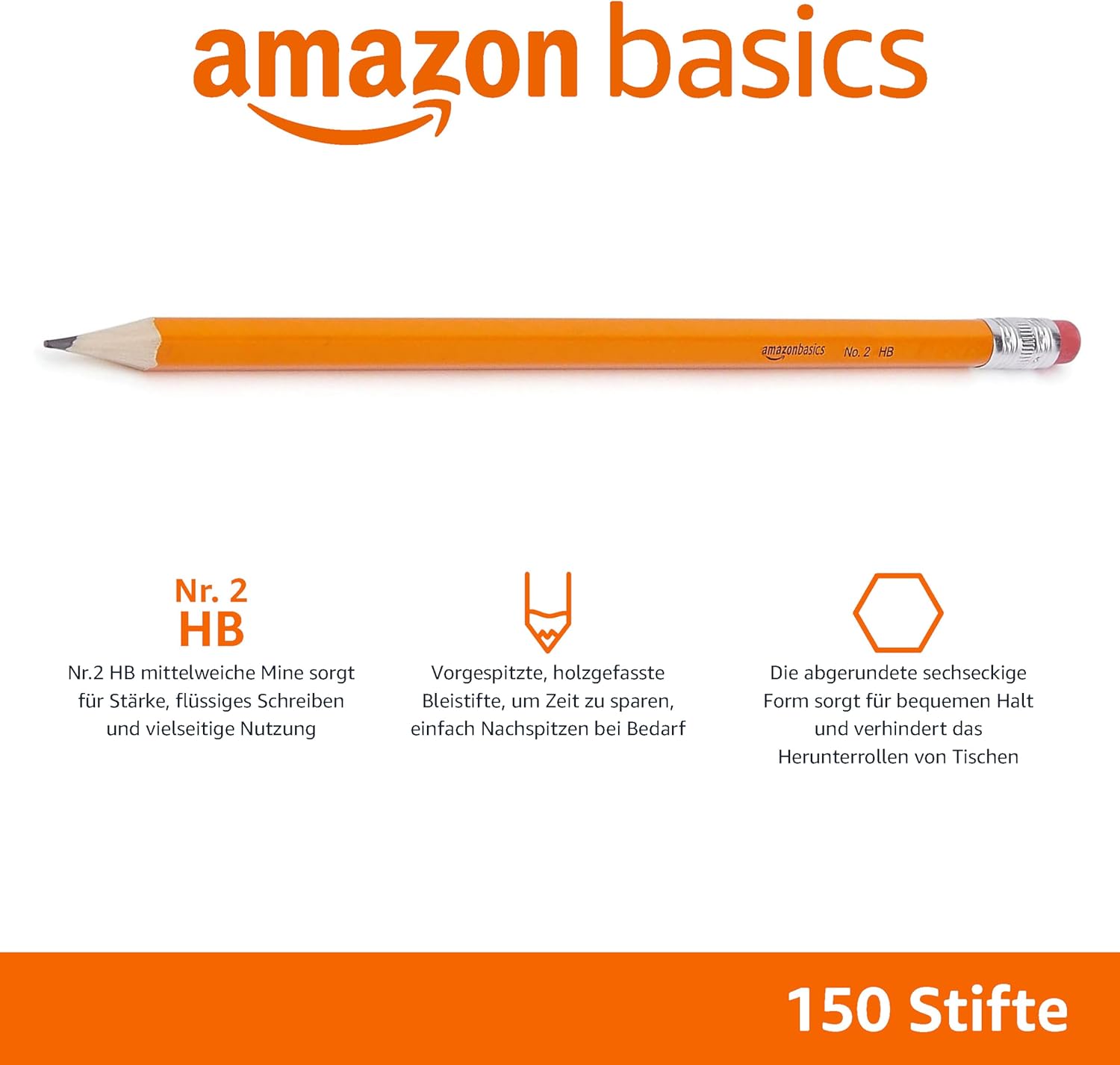 Detalle 2 de Amazon Basics Bleistifte HB, vorgespitzt, 150er-Pack ✏