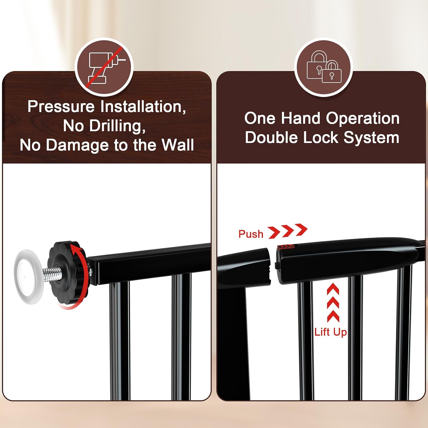 Detalle de DEARBB W371 Extra-Wide Baby Gate, 30.11–77.36-Inch Pressure Mount