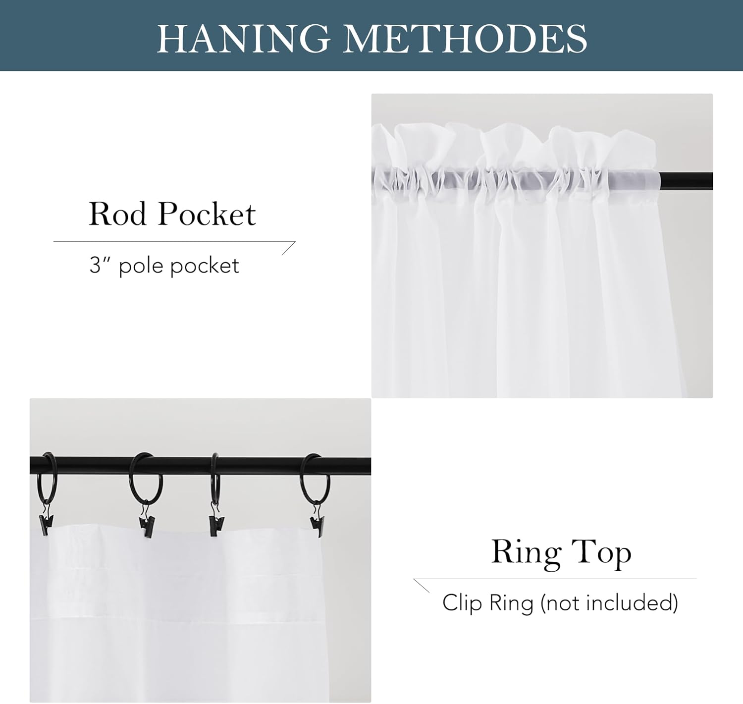 Thumbnail 1 de PONY DANCE White Net Curtains for Windows – 2 Panels, 54x72 Inches, Slot Top Voile