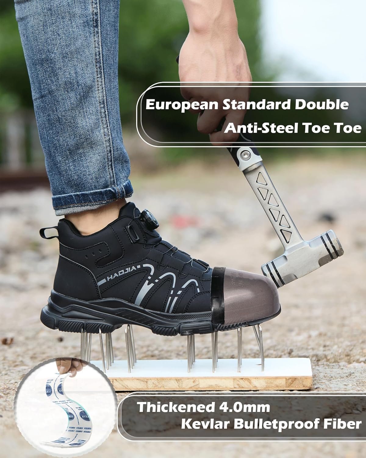Thumbnail 3 de UnPtios Safety Boots Lightweight Steel Toe Cap Boots for Men and Women