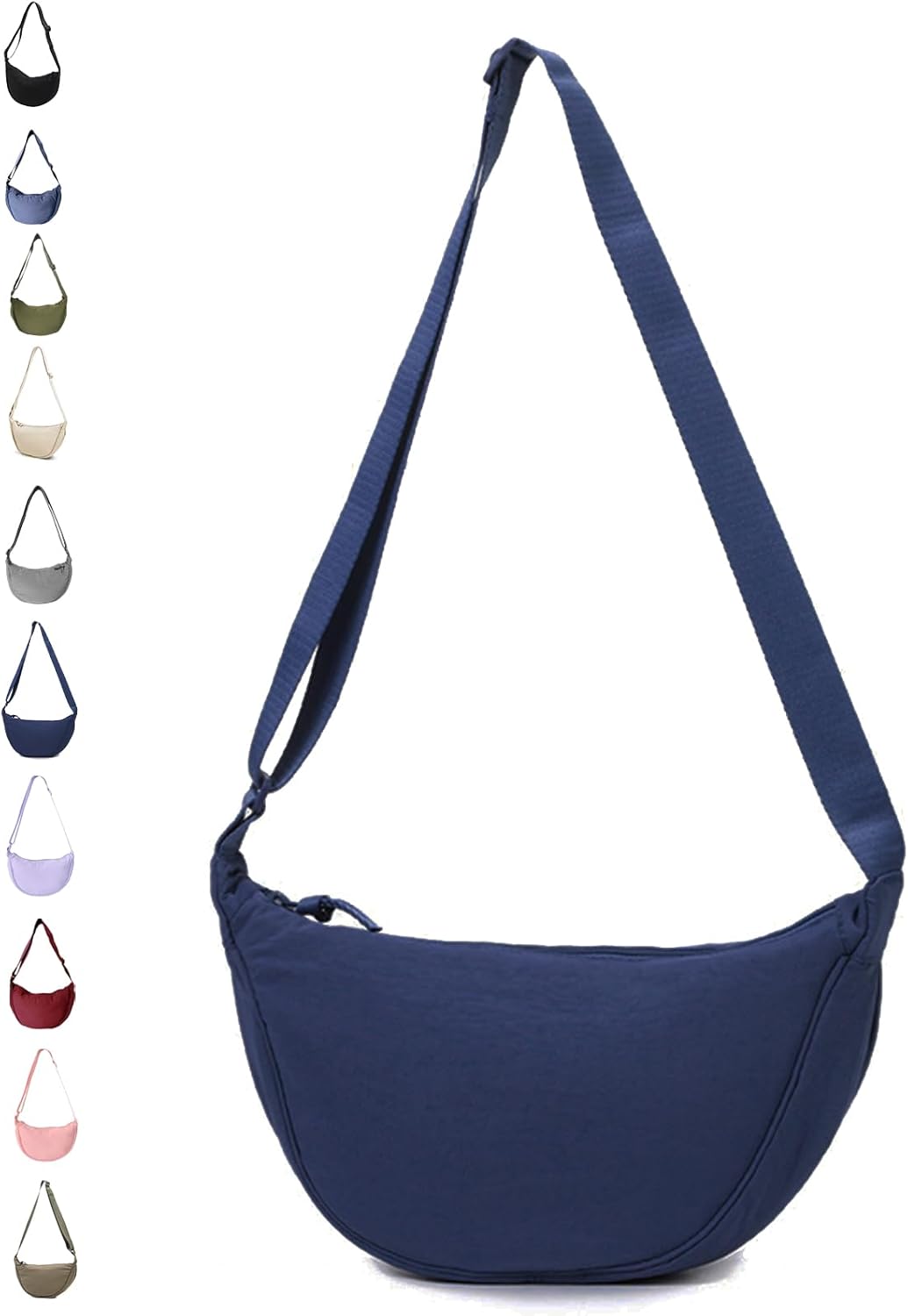 Detalle de JENCVNL Nylon Crescent Bag for Women — Dumpling Crossbody in Multiple Colours
