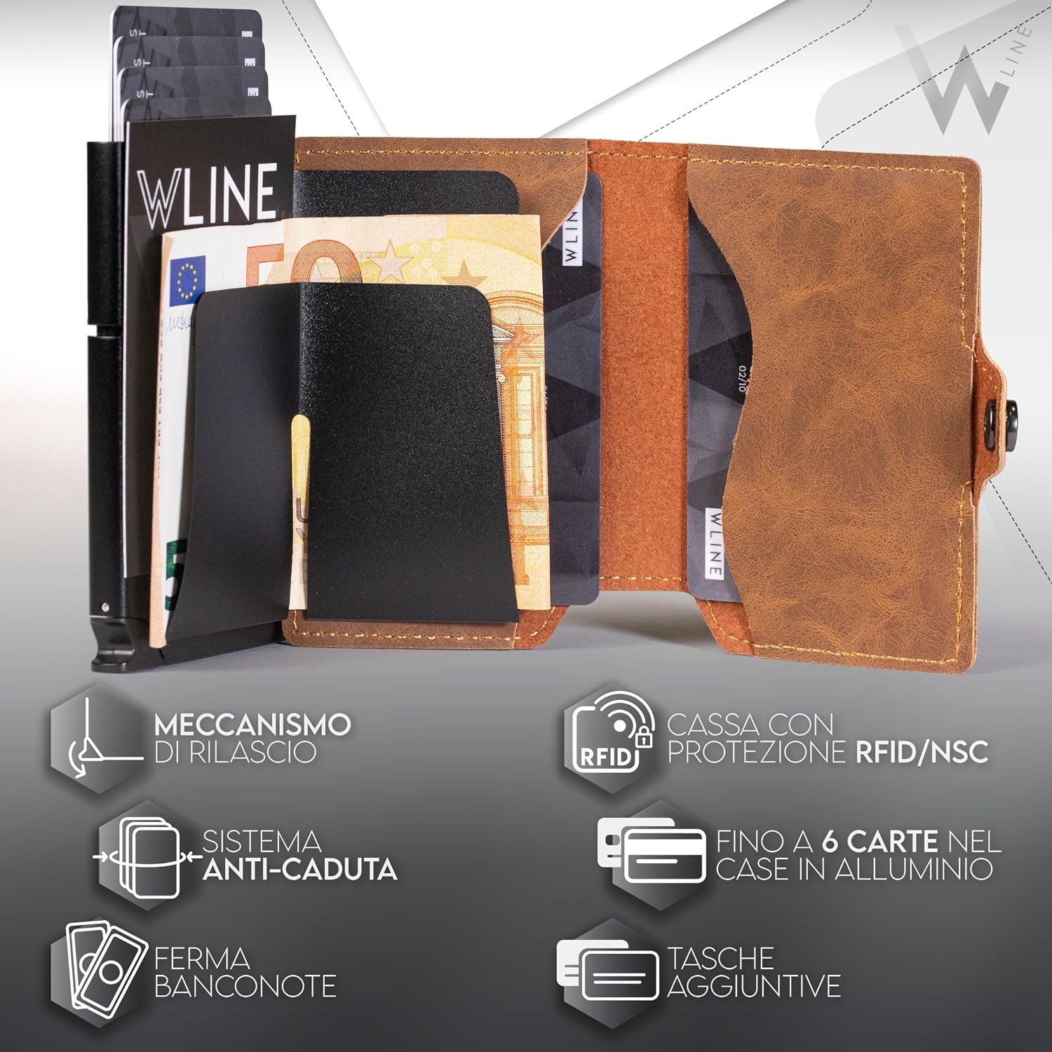 Thumbnail 4 de WLine Portafoglio Uomo Slim con Portamonete RFID 1,5 cm