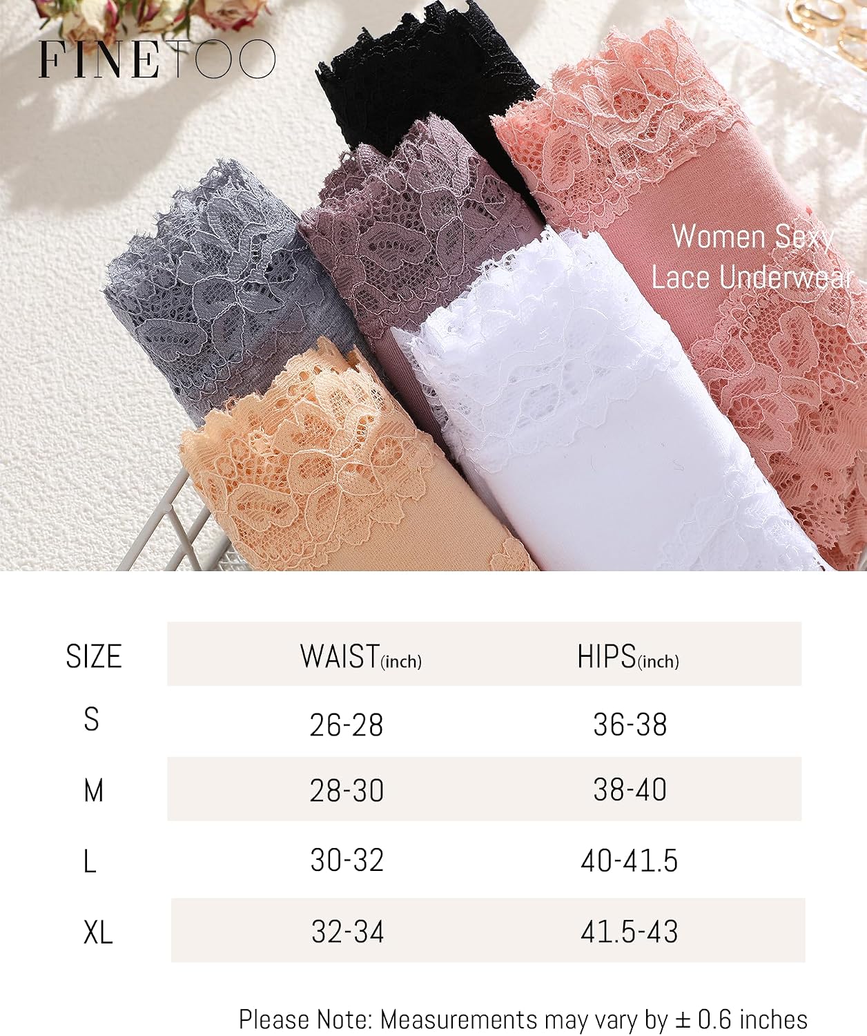 Thumbnail 6 de FINETOO Cotton Lace Cheeky Panties, Low-Rise 6-Pack