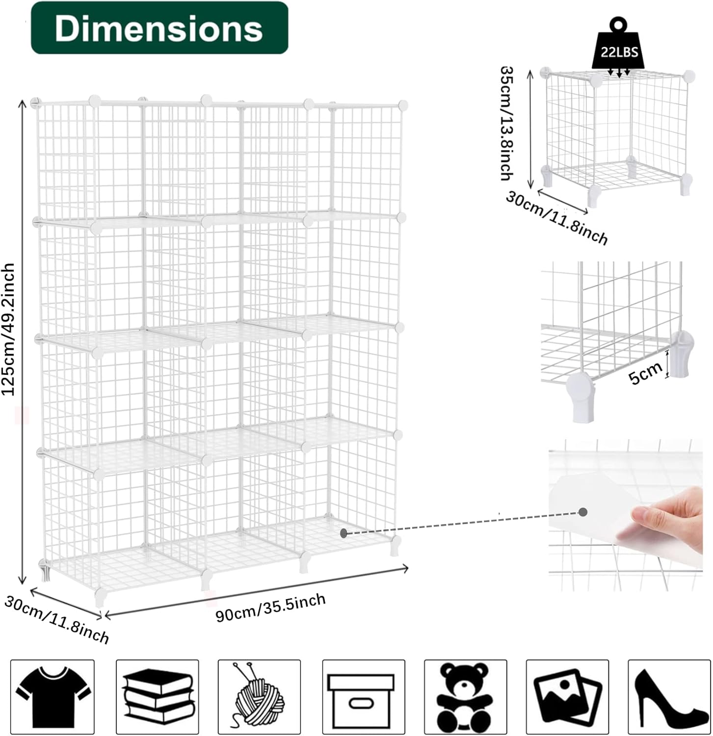 Detalle de AWTATOS Estante de Almacenamiento con 12 Cubos 🗄