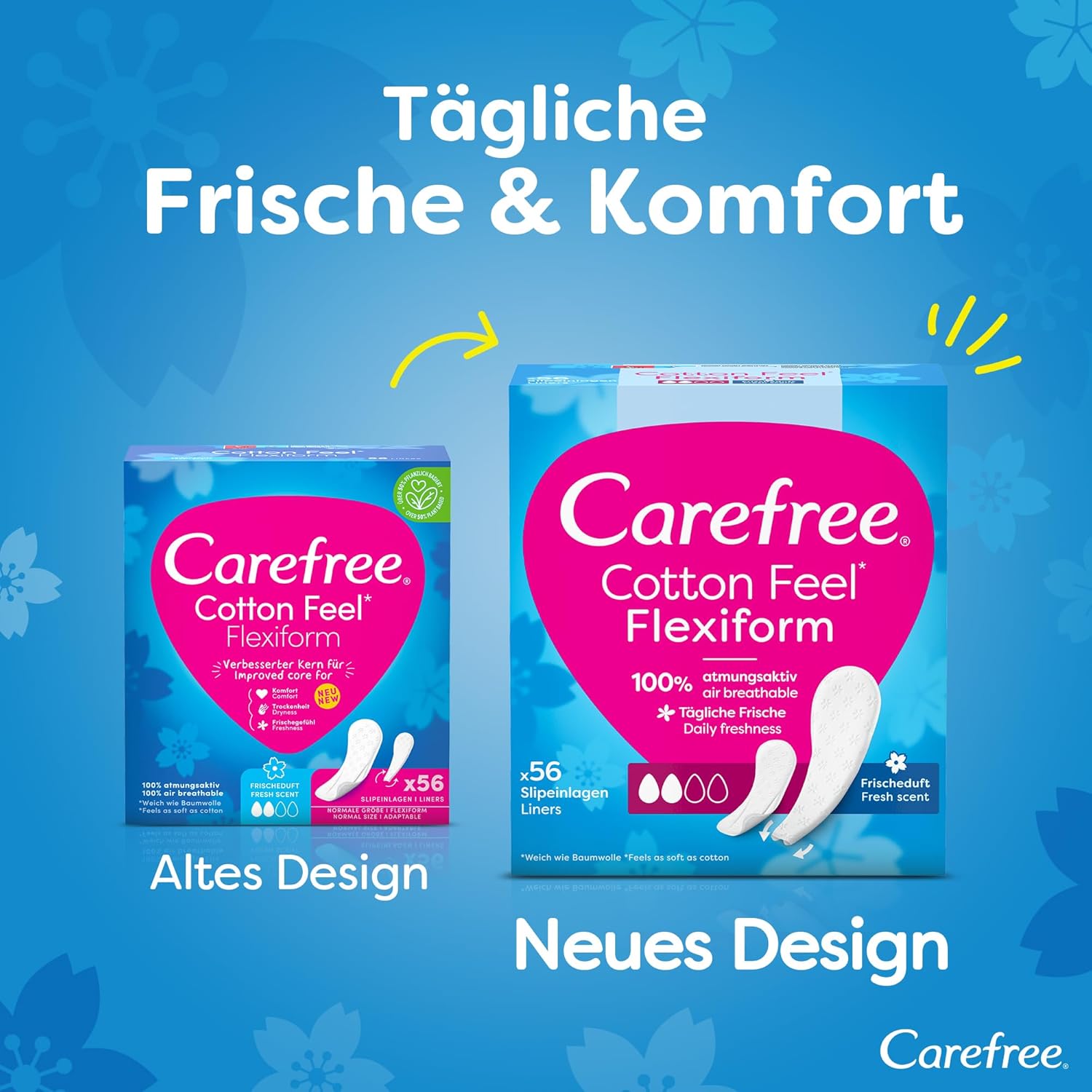 Thumbnail 1 de Carefree Cotton Feel Flexiform Slipeinlagen 56 Stück × 5 Packungen – 100% atmungsaktiv, angenehmer Tragekomfort
