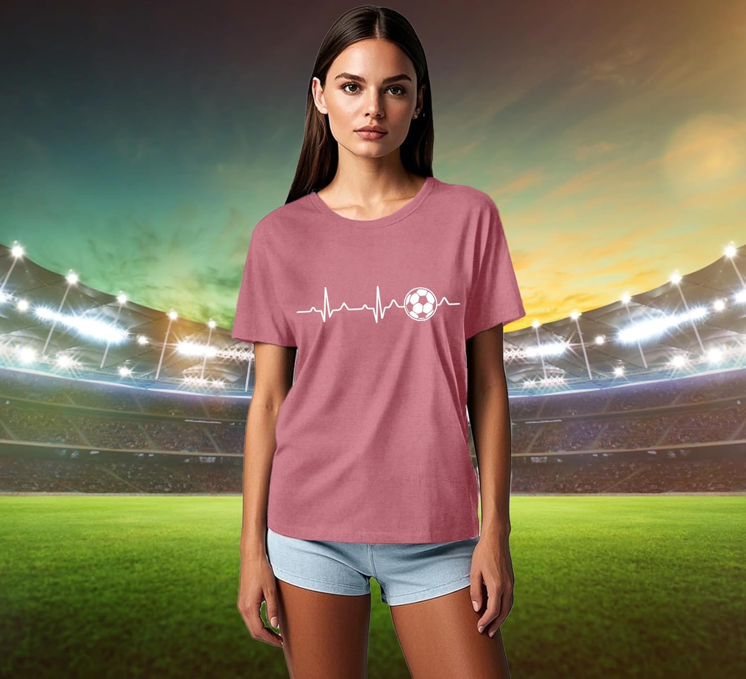 Detalle 2 de Qskall football heart T-shirt