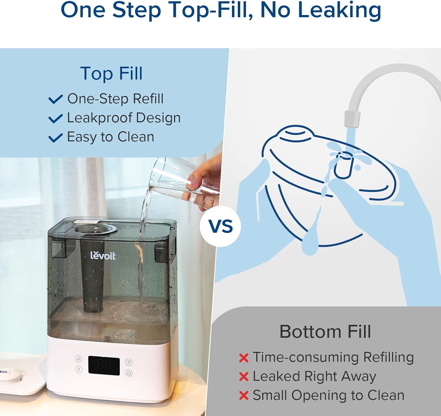 Detalle de Levoit Classic300S Smart Cool-Mist Humidifier, 6 L Top-Fill, Up to 60-Hour Runtime