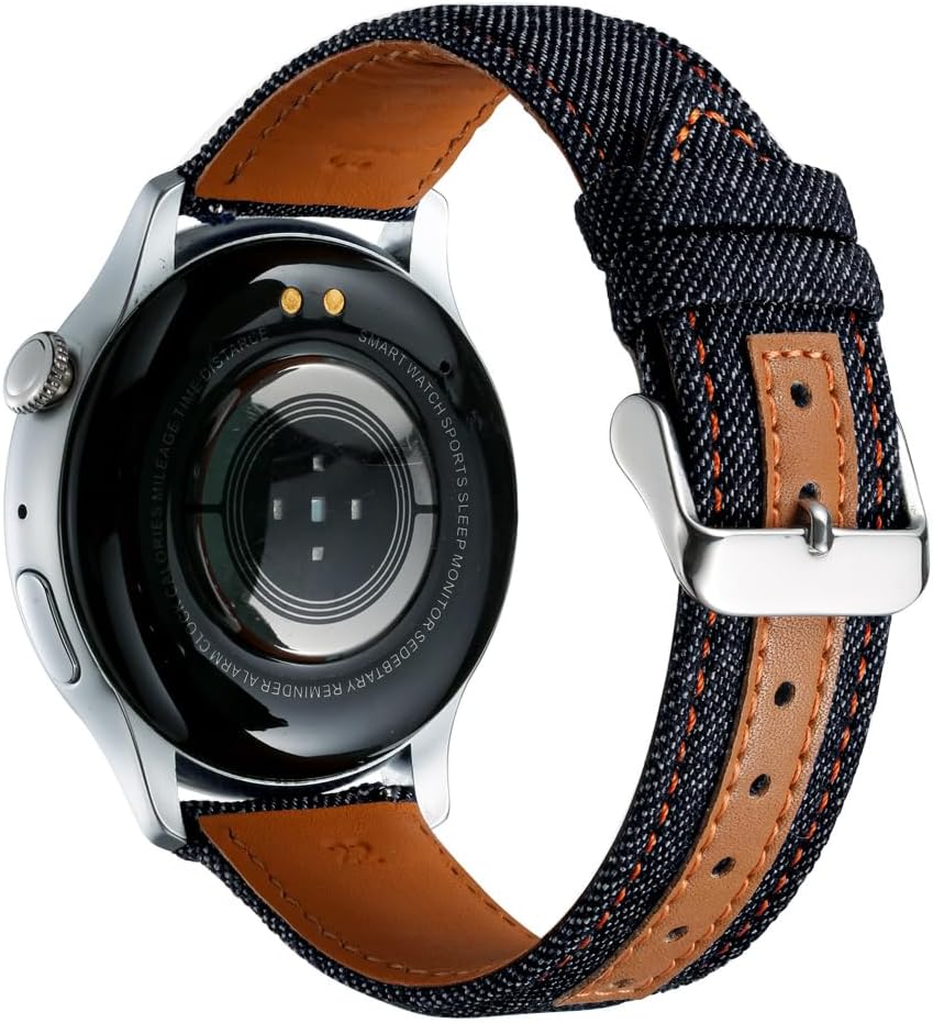 Detalle de Triblanc Denim Canvas Watch Straps 18mm/20mm/22mm with Quick Release – Replacement Strap for Men and Women