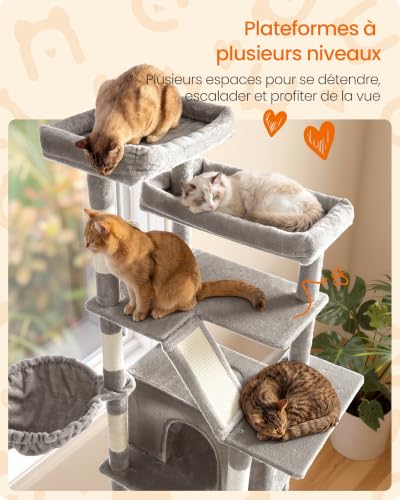 Thumbnail 7 de Feandrea Arbre à Chat Haut 184,5 cm – Tour de Jeux Robuste, Multi-Niveaux pour Chats de Toutes Tailles