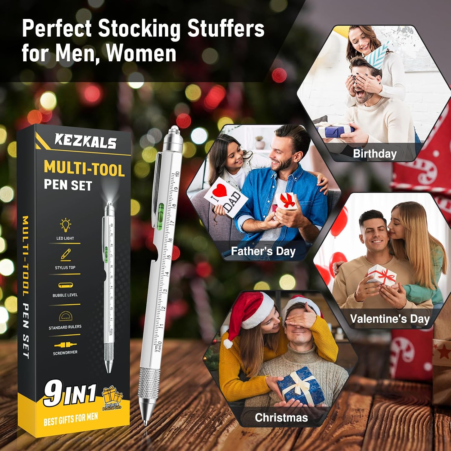 Detalle 2 de KEZKALS LP0058-SL-SET 9-in-1 Multitool Pen with LED and Aluminum Body