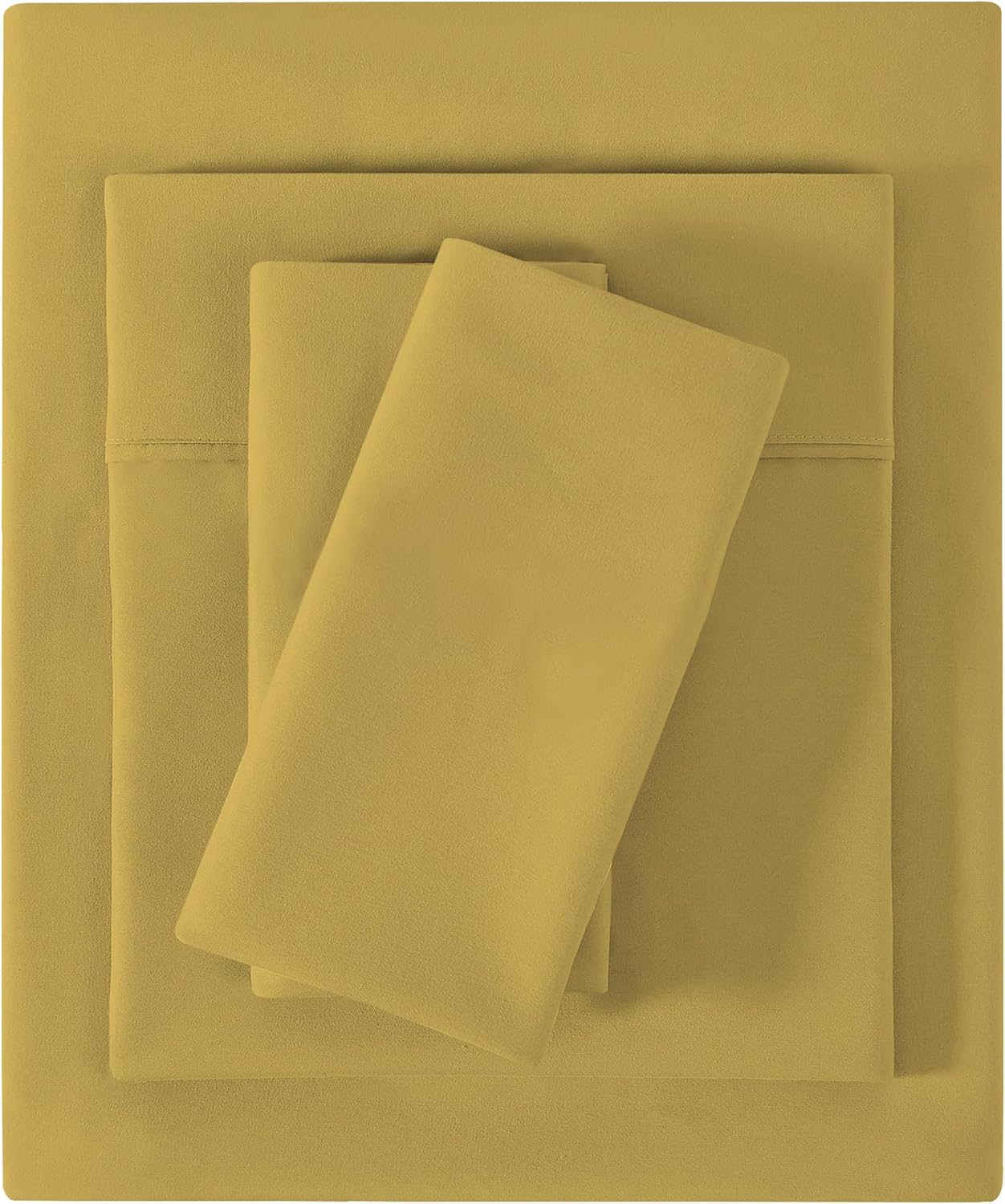 Detalle de Softan SHTGOLDK King Microfibre Sheet Set, Mustard Yellow, 15" Deep Pocket