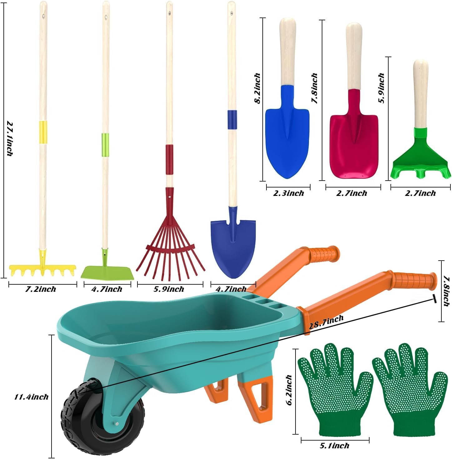 Detalle 2 de Qtioucp Kids Gardening Tools Set 27.6