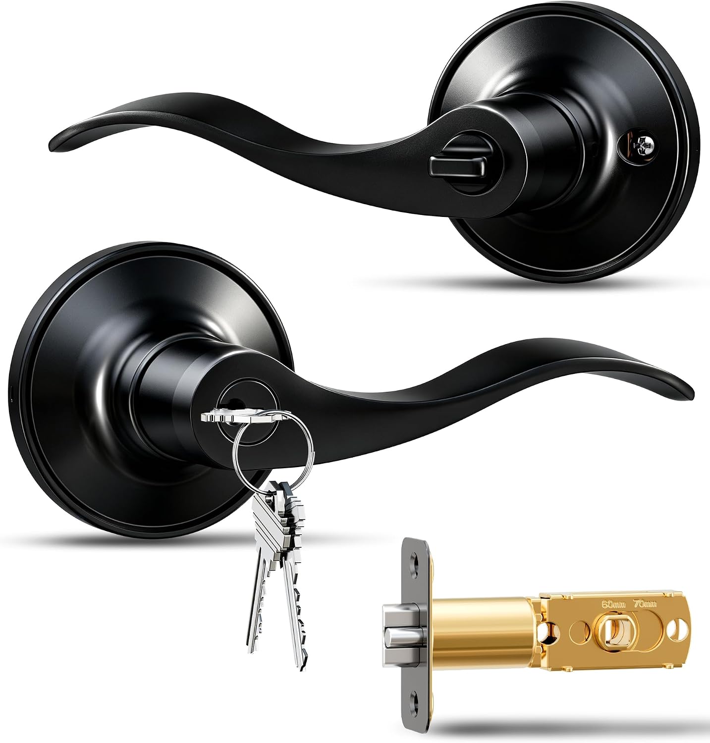 Detalle de Veise Keyed Entry Door Lever, Matte Black