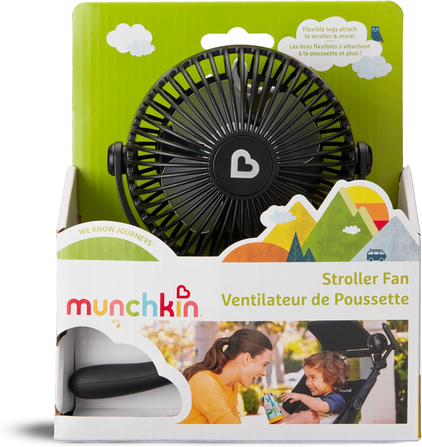 Thumbnail 6 de Munchkin Pram Fan: 360° Mini Portable Stroller Fan with 4 Speeds and LED Lights