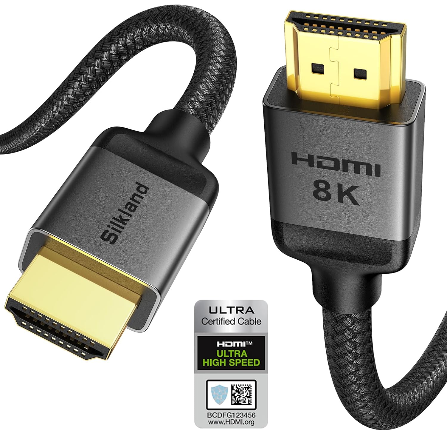 Detalle de Silkland 10K 8K HDMI 2.1 Kabel 1,5 m – zertifiziert, 48 Gbit/s, 4K@120 Hz, eARC HDR10+