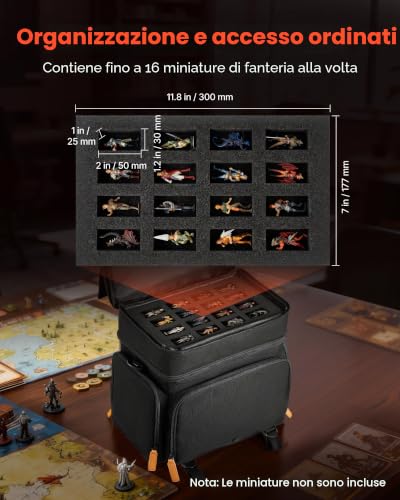 Thumbnail 2 de VEVOR Borsa per Trasporto Miniature DnD con 16 Slot, Nero