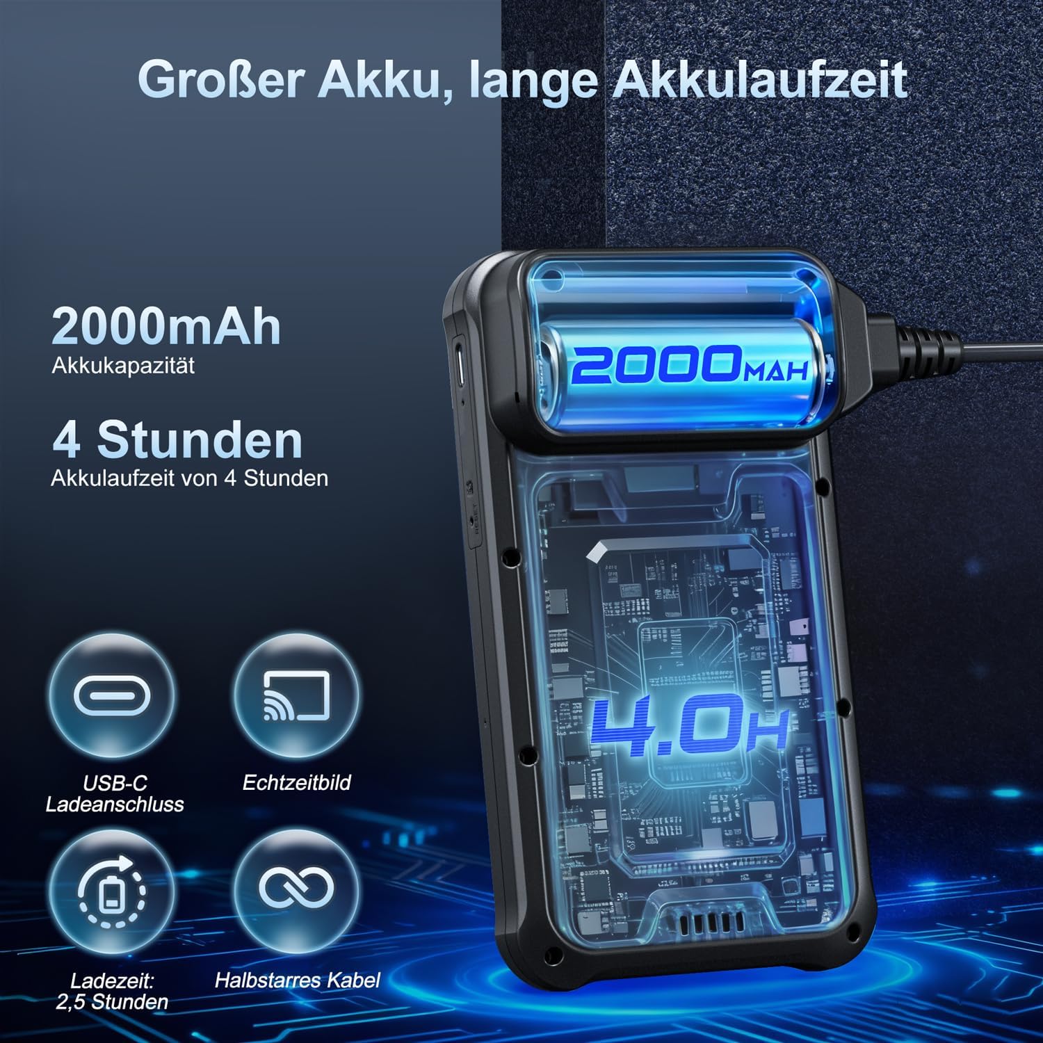 Thumbnail 4 de SKYBASIC Industrie-Endoskop – 4,3-Zoll Display, 1080P HD, IP67, 20 m Kabel