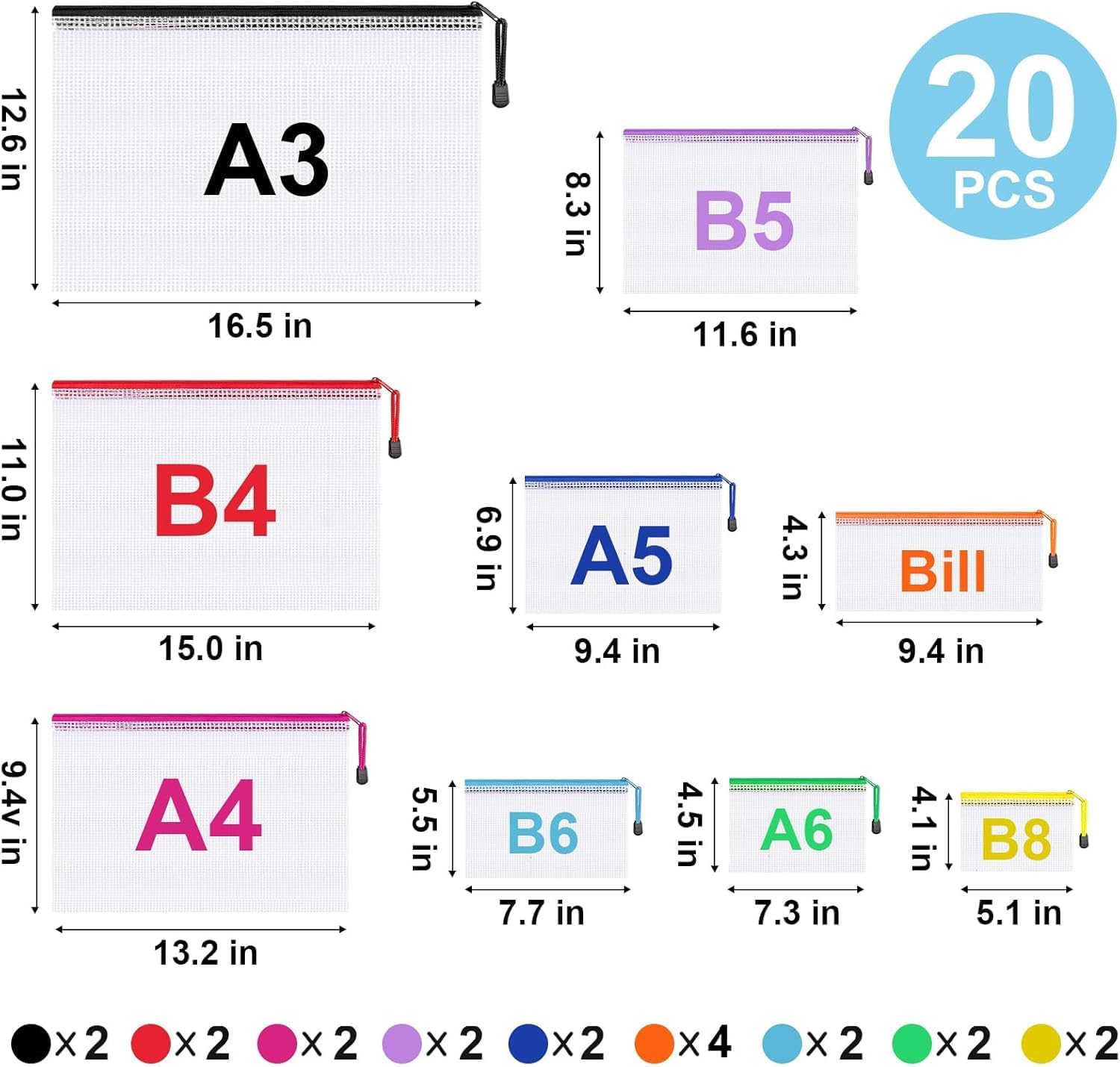 Thumbnail 1 de Plastic Zip Wallets Folders 20 pack